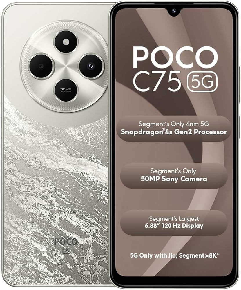 POCO C75 5G, Silver Stardust (4GB, 64GB