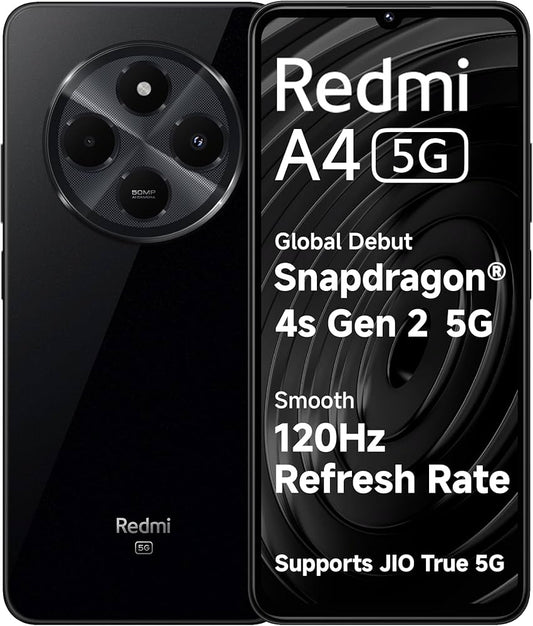 Redmi A4 5G (Starry Black, 4GB RAM, 64GB Storage) | Segment Largest 6.88in 120Hz | 50MP Dual Camera | 18W Fast Charging | Charger in The Box