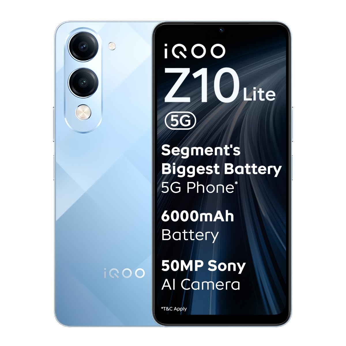 iQOO Z10 Lite 5G (Titanium Blue, 4GB RAM, 128GB Storage) | 6000 mAh Battery | Dimensity 6300 5G Processor with 433K+* AnTuTu Score | IP64 Rated & Military Grade Shock-Resistance*
