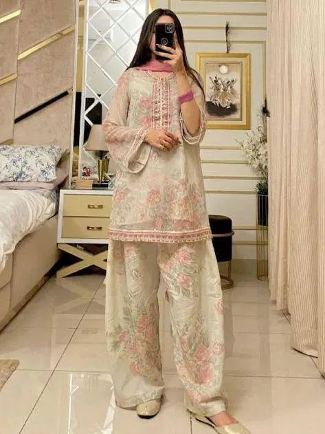 Suit Georgette With Print and Embroidery