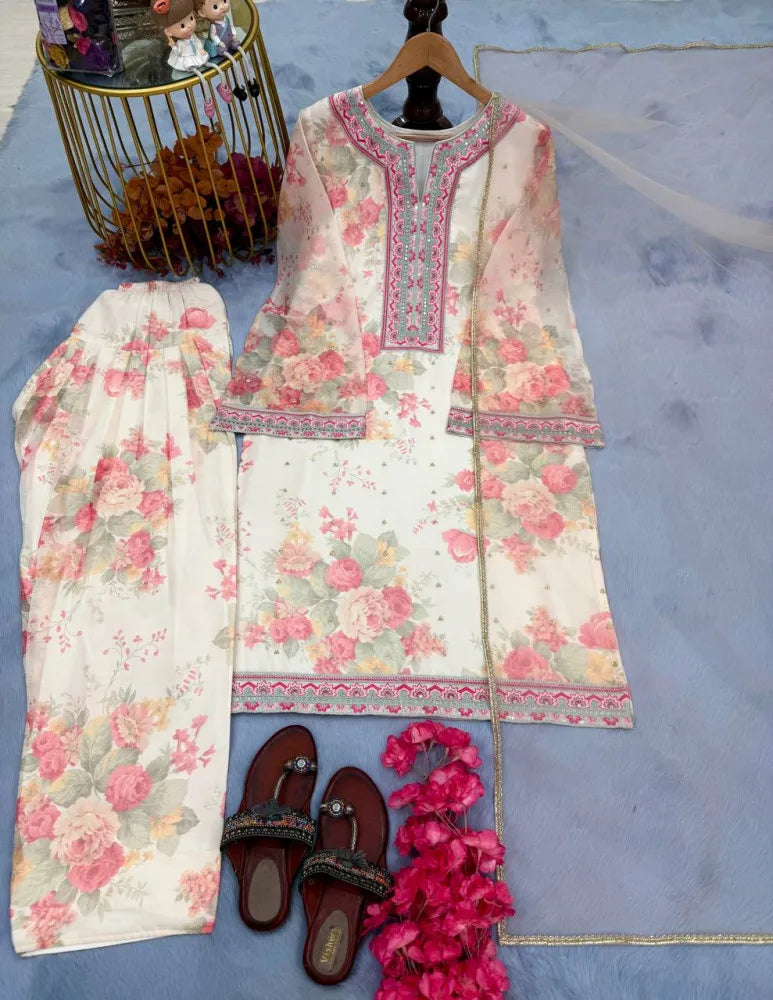 Suit Georgette With Print and Embroidery